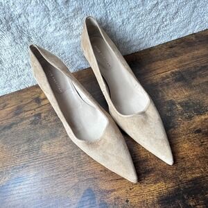 Good American Icon Pumps Size 9 Tan Suede Pointy Toe Stiletto Heels Classics